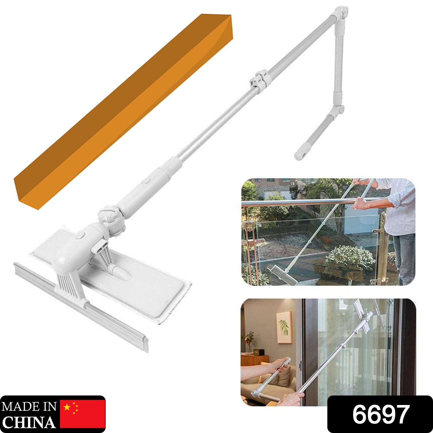 6697 Cleaning Brush with Squeegee Adjustable Telescopic Pole U Shape Can Clean Both Sides of Mirror Easily for Cleaning Home Kitchen Restaurant Glass Wall Window DeoDap 6697 Cleaning Brush with Squeegee Adjustable Telescopic Pole U Shape Can Clean Both Sides of Mirror Easily for Cleaning Home Kitchen Restaurant Glass Wall Window DeoDap